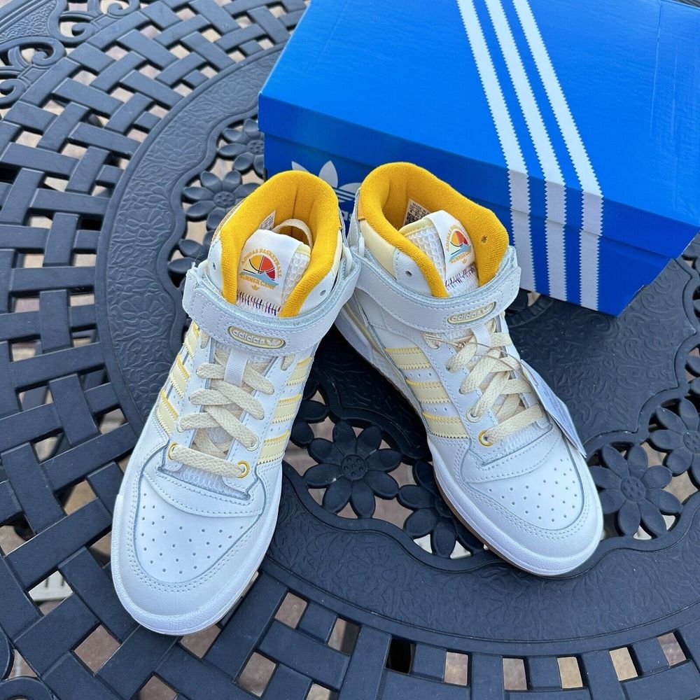 adidas Kids High-Top Sneakers in White and Yellow - Picture 14 of 16